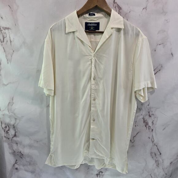Chubbies Shirt Mens Medium Off White Lotus Button Sleeve Sunday Short Sleeve - Picture 1 of 13